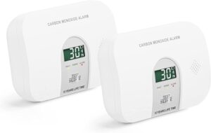 Meross Carbon Monoxide Detector, 2 Pack LCD Digital Display CO Alarm